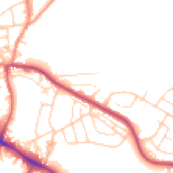 Daytime road noise heatmap for LS20 9JX