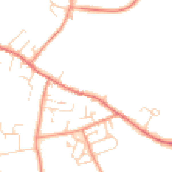 Daytime road noise heatmap for LS23 6AH