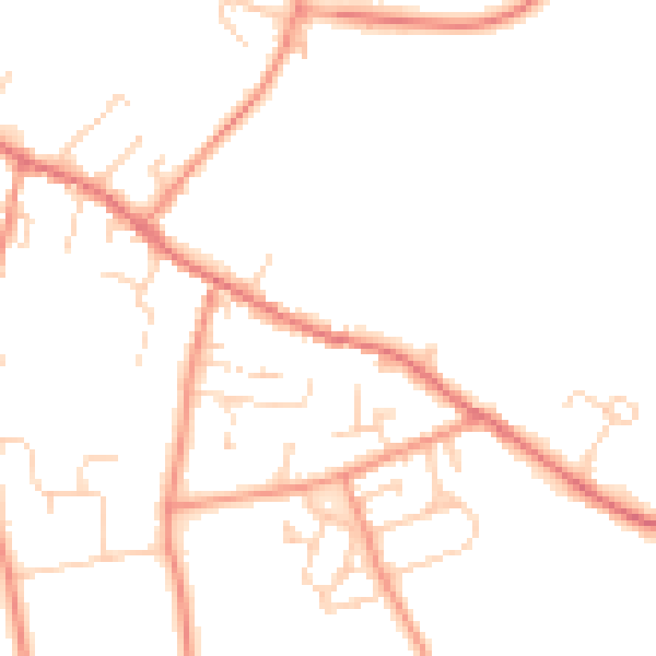Daytime road noise heatmap for LS23 6AQ