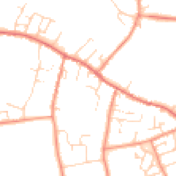 Daytime road noise heatmap for LS23 6BY