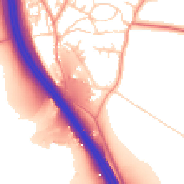 Daytime road noise heatmap for LS23 6GZ