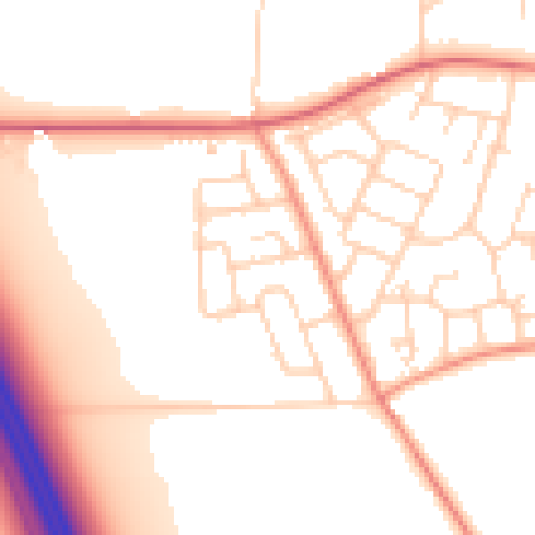 Daytime road noise heatmap for LS23 6PQ