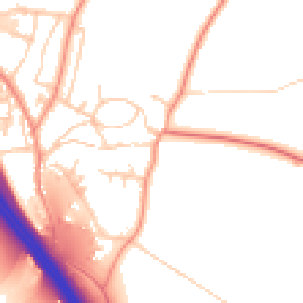 Daytime road noise heatmap for LS23 6QJ
