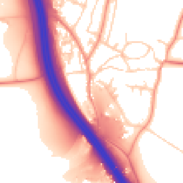 Daytime road noise heatmap for LS23 6QY