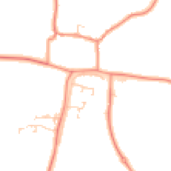 Daytime road noise heatmap for LS23 7BE