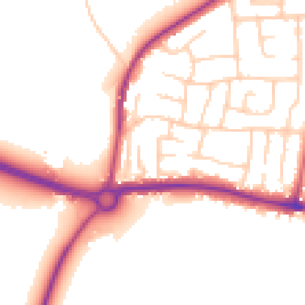 Daytime road noise heatmap for LS25 1DA