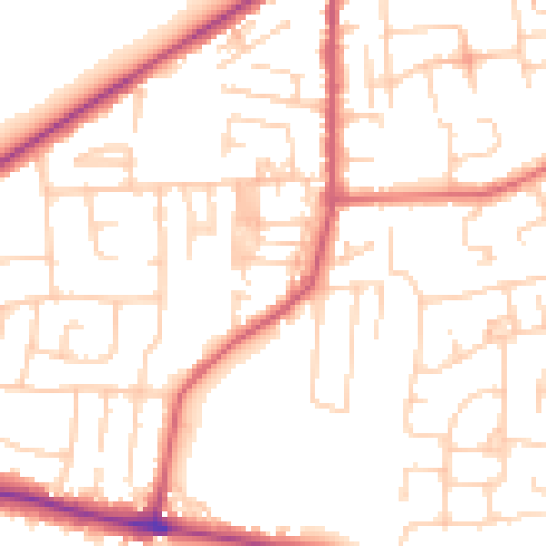 Daytime road noise heatmap for LS25 1EG