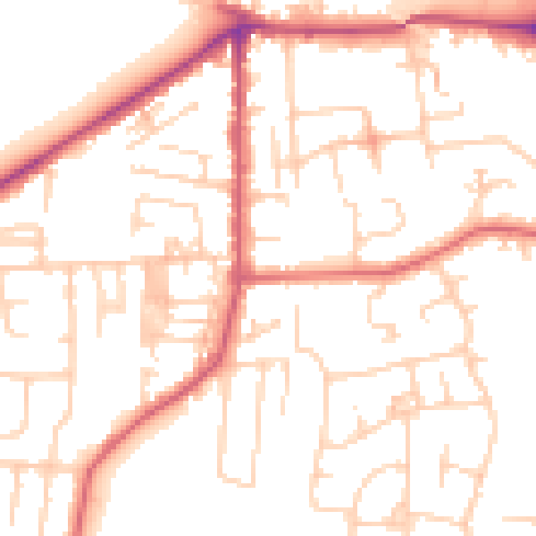 Daytime road noise heatmap for LS25 1HB