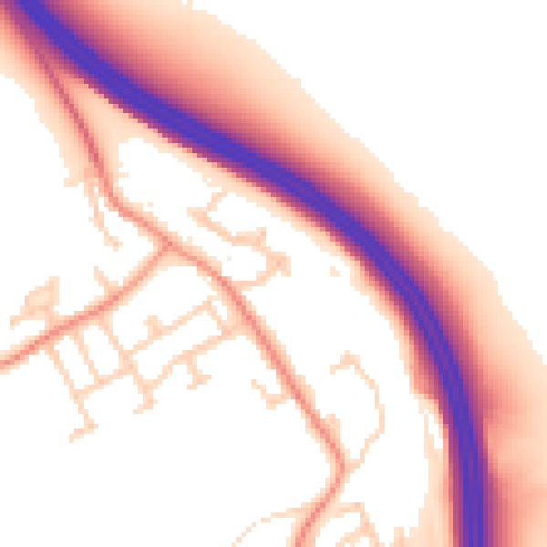 Daytime road noise heatmap for LS25 4EB