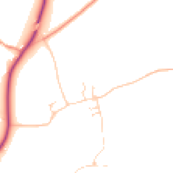 Daytime road noise heatmap for LS25 5NE