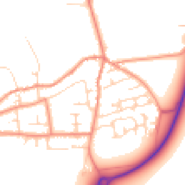 Daytime road noise heatmap for LS25 5NW