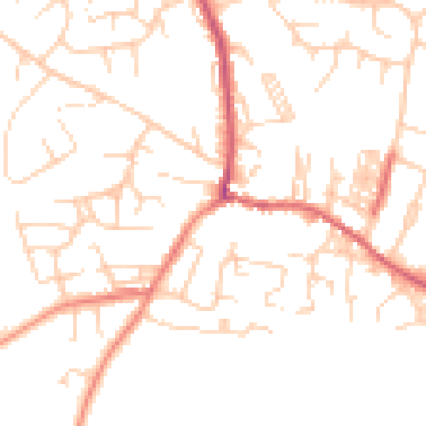 Daytime road noise heatmap for LS25 7AA
