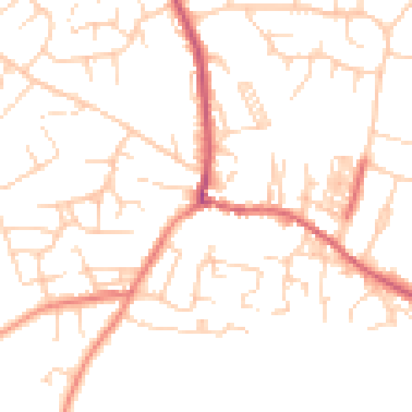 Daytime road noise heatmap for LS25 7JP