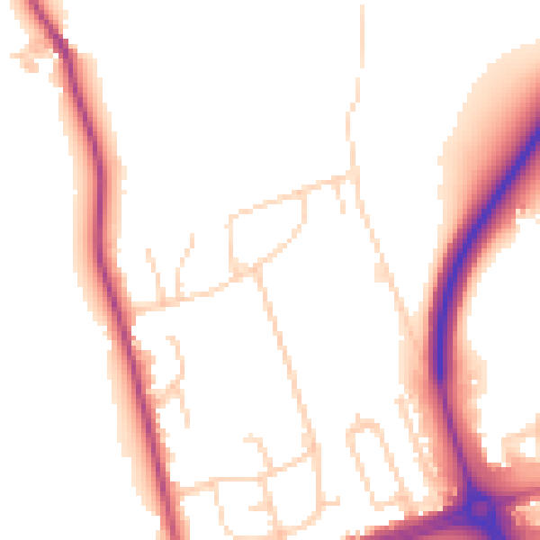Daytime road noise heatmap for LS28 5AA