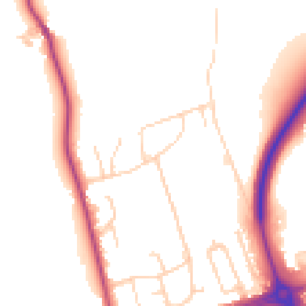 Daytime road noise heatmap for LS28 5AB