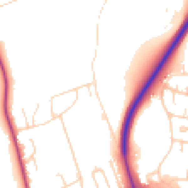 Daytime road noise heatmap for LS28 5AF