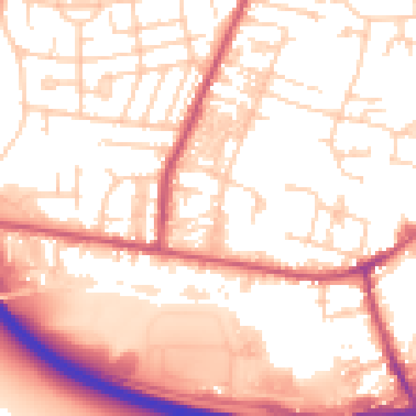 Daytime road noise heatmap for LS28 5AN