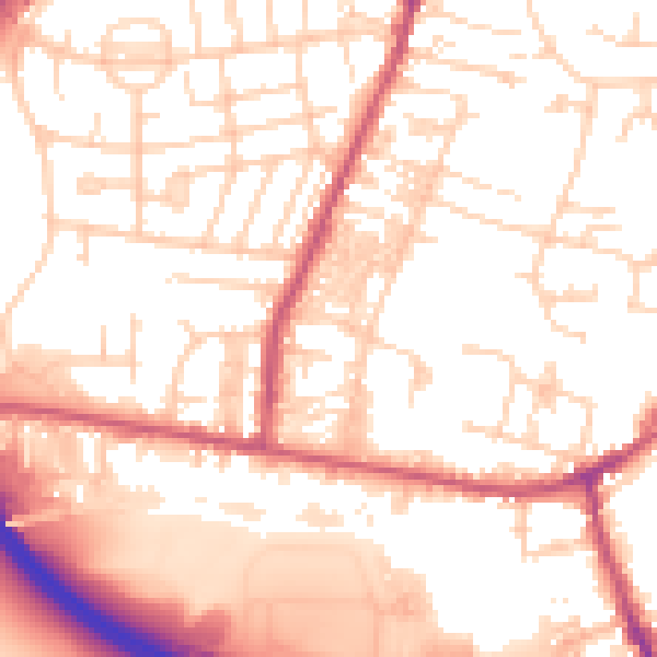 Daytime road noise heatmap for LS28 5AP