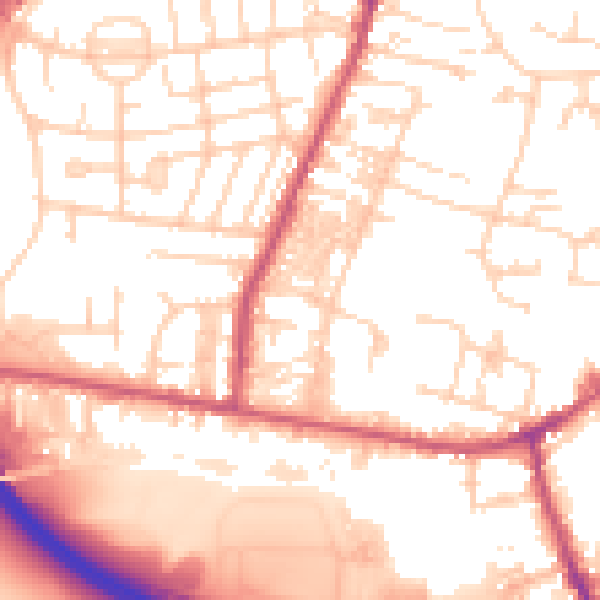 Daytime road noise heatmap for LS28 5AR