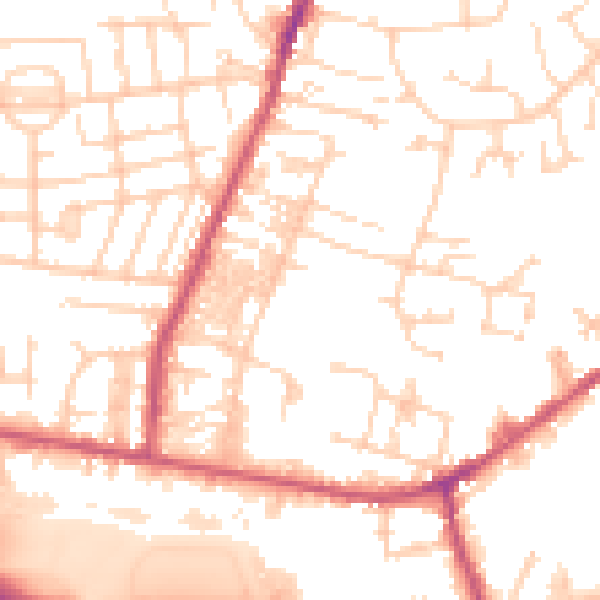 Daytime road noise heatmap for LS28 5AS