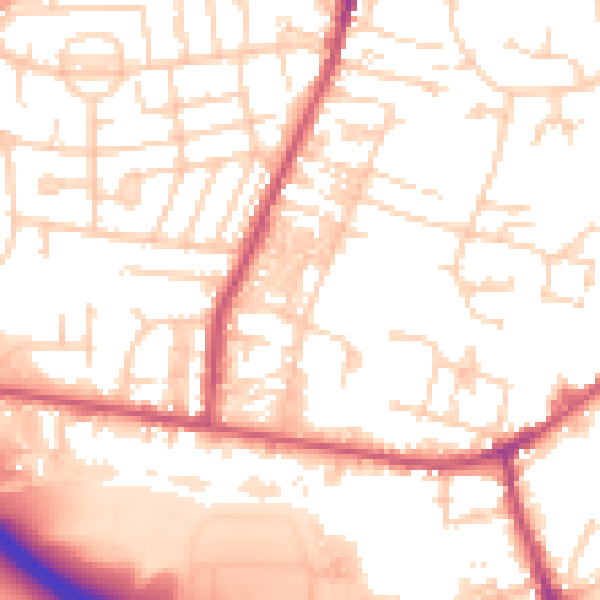 Daytime road noise heatmap for LS28 5AT