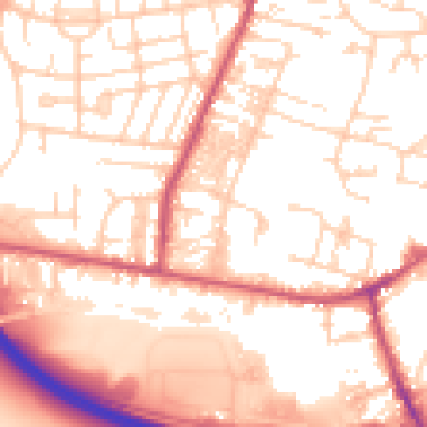 Daytime road noise heatmap for LS28 5AW