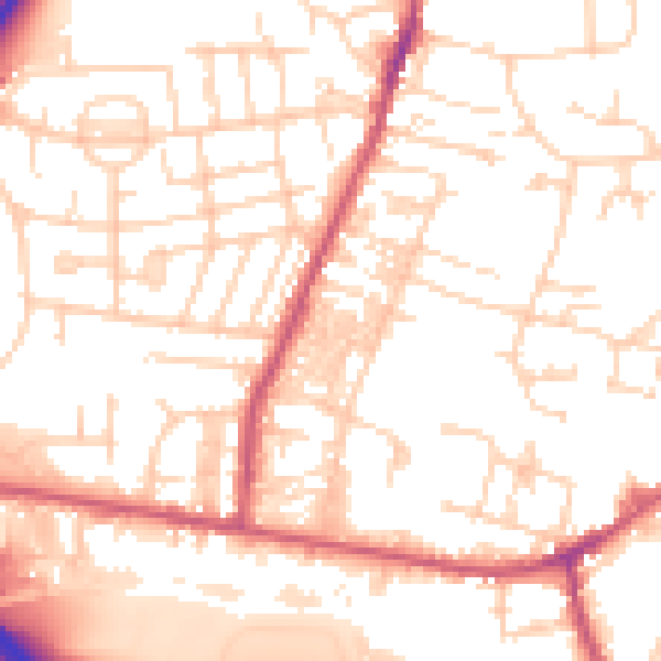 Daytime road noise heatmap for LS28 5AX