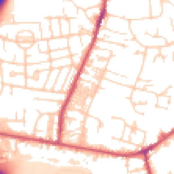 Daytime road noise heatmap for LS28 5AZ