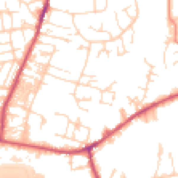 Daytime road noise heatmap for LS28 5BB