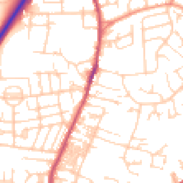 Daytime road noise heatmap for LS28 5BD