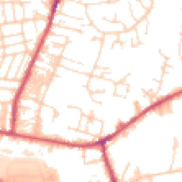 Daytime road noise heatmap for LS28 5BG