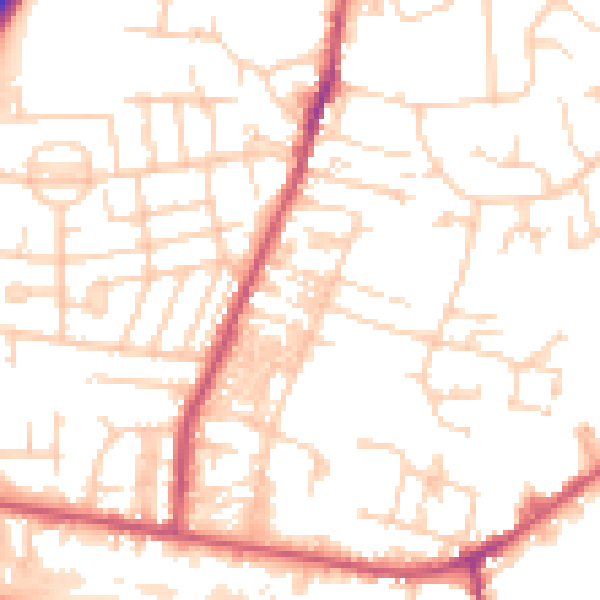 Daytime road noise heatmap for LS28 5BJ