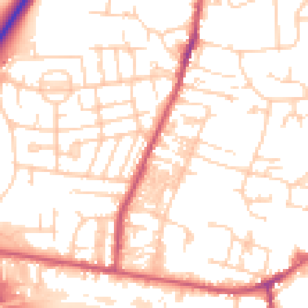 Daytime road noise heatmap for LS28 5BN