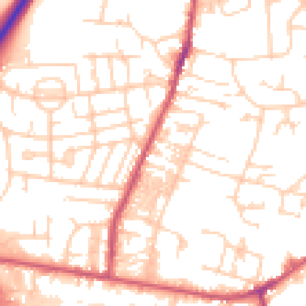 Daytime road noise heatmap for LS28 5BP