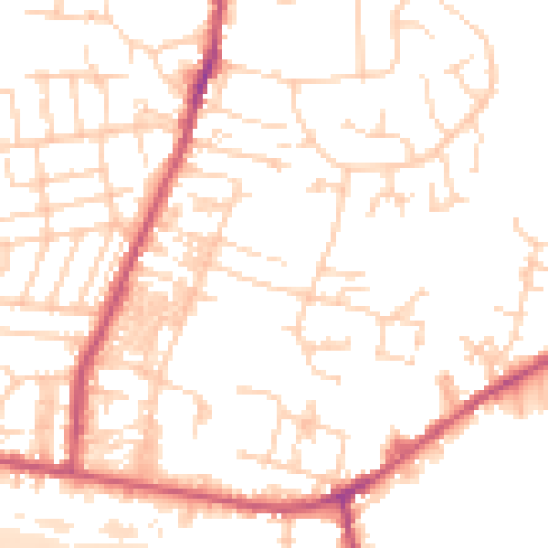 Daytime road noise heatmap for LS28 5BQ