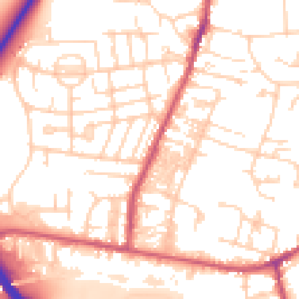 Daytime road noise heatmap for LS28 5BR