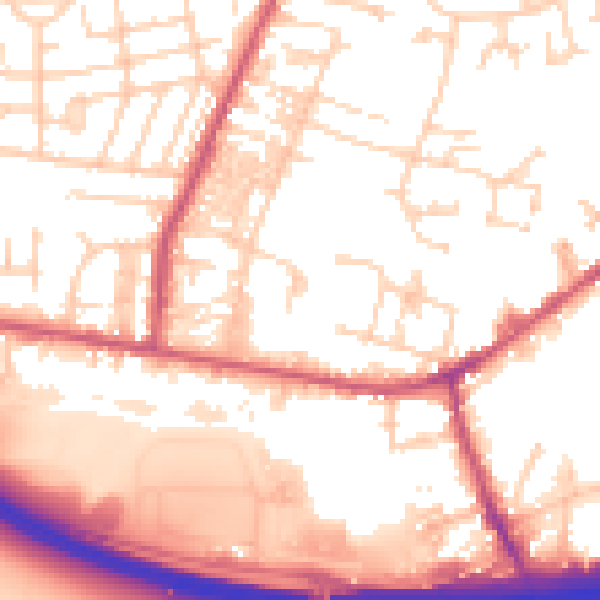 Daytime road noise heatmap for LS28 5BS