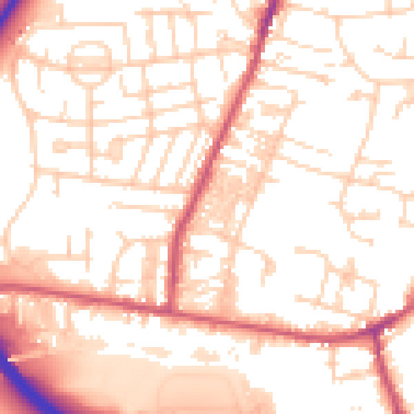 Daytime road noise heatmap for LS28 5BU