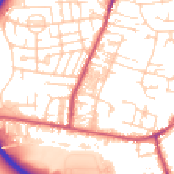 Daytime road noise heatmap for LS28 5BX