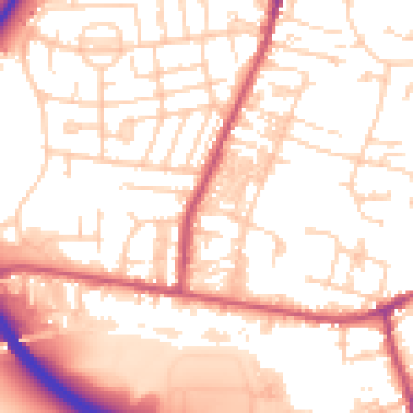 Daytime road noise heatmap for LS28 5DA