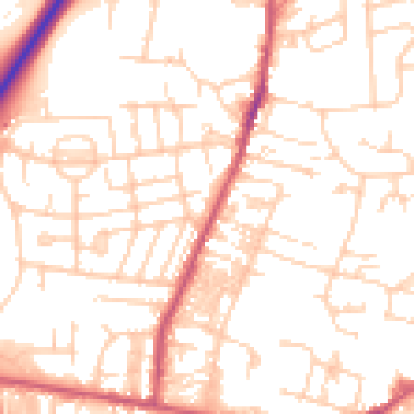 Daytime road noise heatmap for LS28 5DD