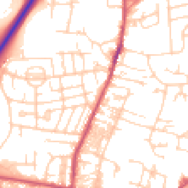 Daytime road noise heatmap for LS28 5DE