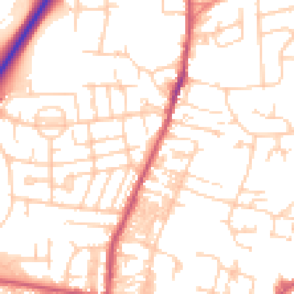 Daytime road noise heatmap for LS28 5DF