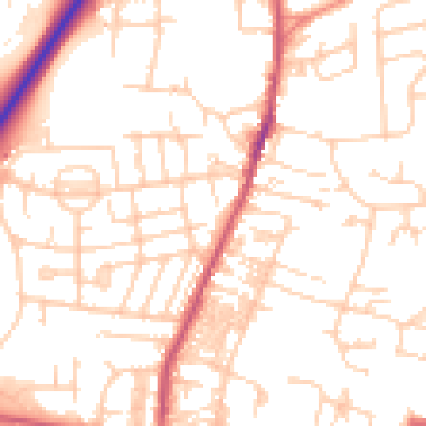 Daytime road noise heatmap for LS28 5DG