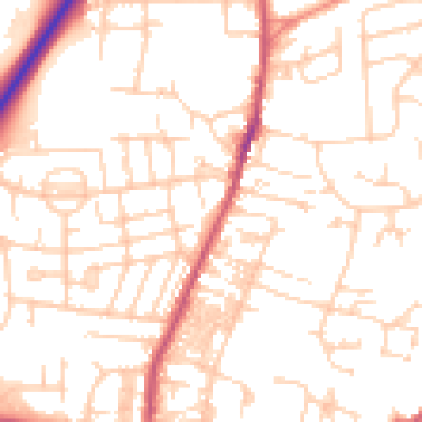Daytime road noise heatmap for LS28 5DQ