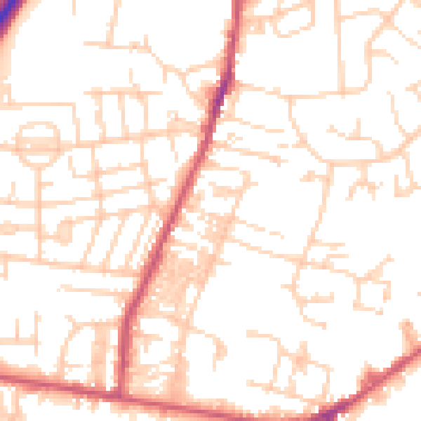 Daytime road noise heatmap for LS28 5DW