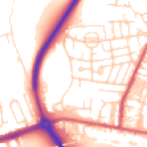 Daytime road noise heatmap for LS28 5ED