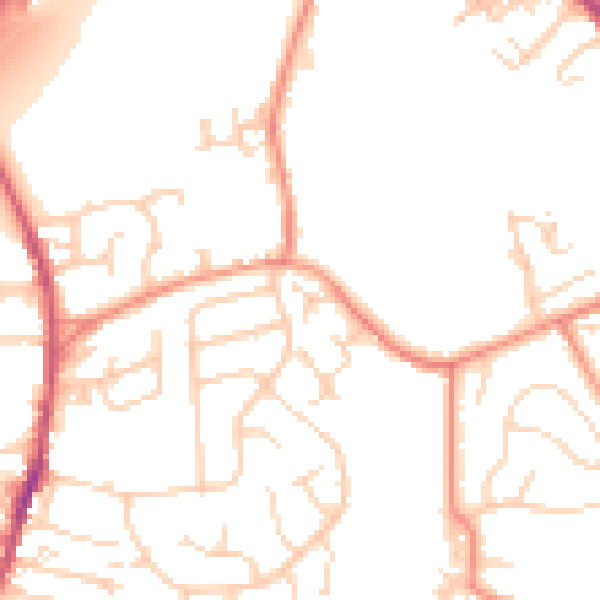 Daytime road noise heatmap for LS28 5FJ