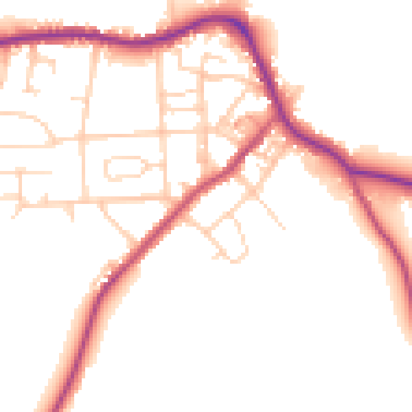 Daytime road noise heatmap for LS28 5GD