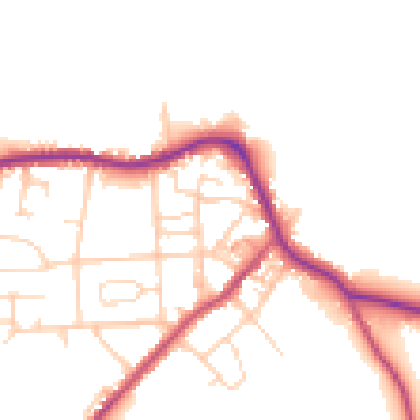 Daytime road noise heatmap for LS28 5GQ